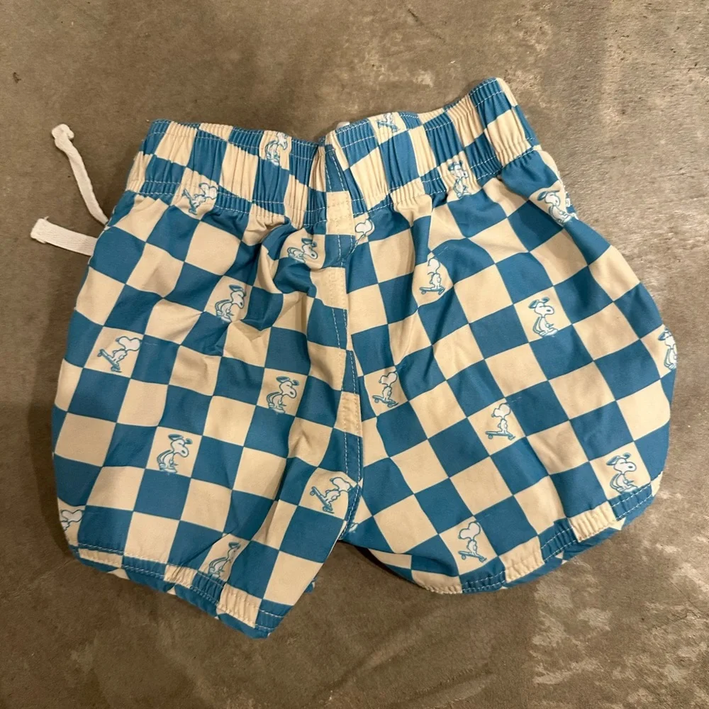 Blue and White Checkered Swim Shorts - Picture 2 of 6